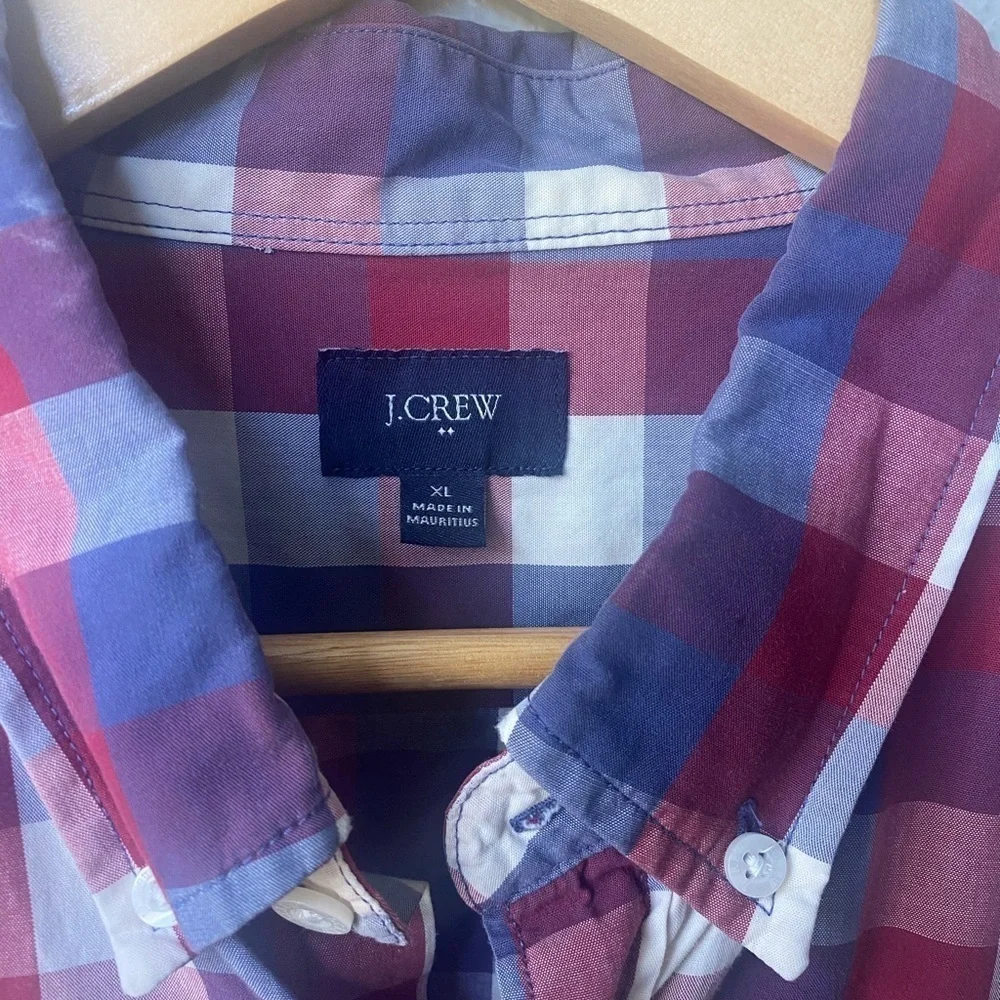 J. Crew Mens Plaid Button Down Shirt XL Cotton‎ Business Casual Preppy Classic